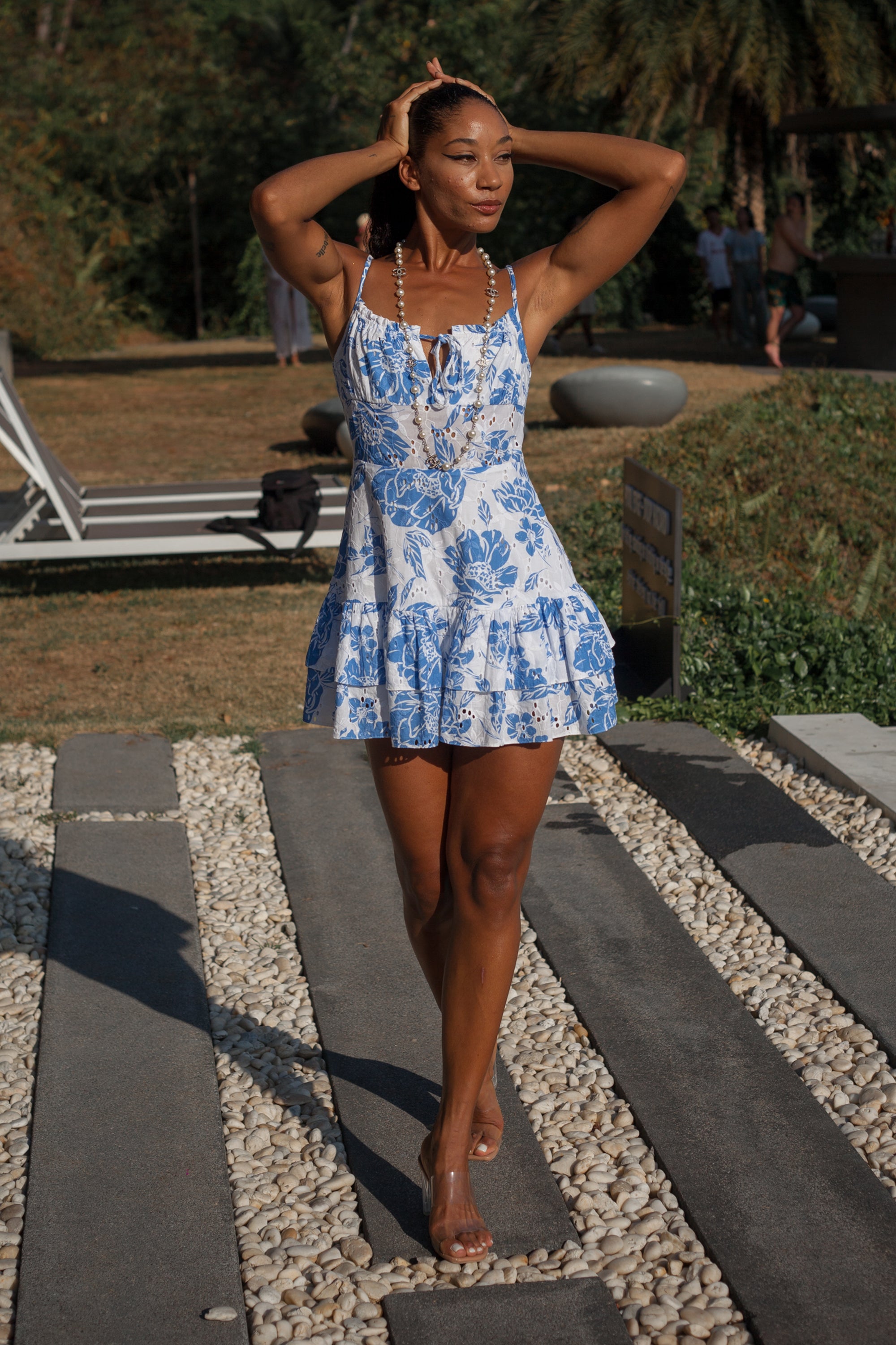 Isla mini dress Ocean Bloom front full view