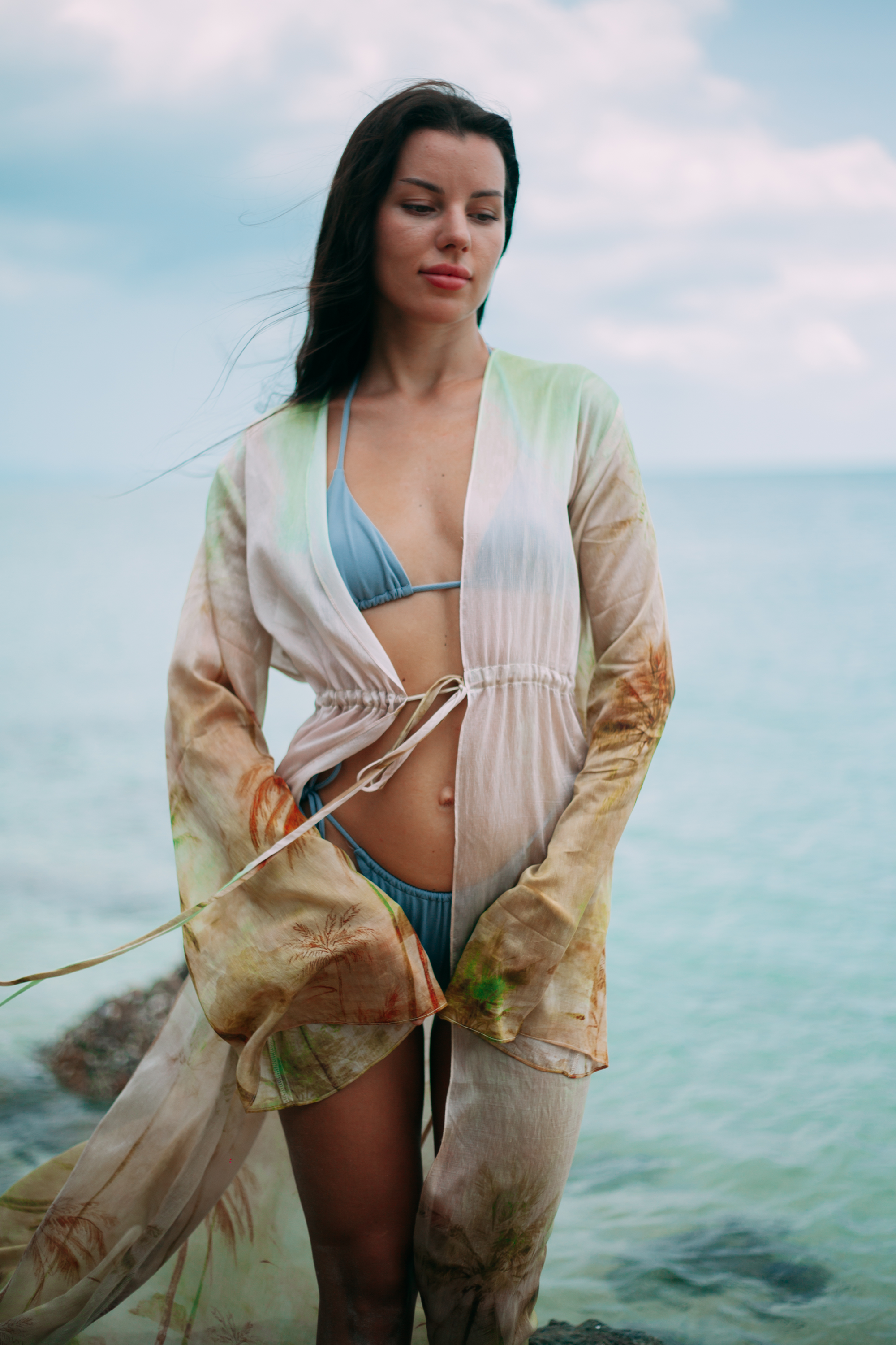 Front view of Selara Maxi Tunic featuring a lightweight resort silhouette
