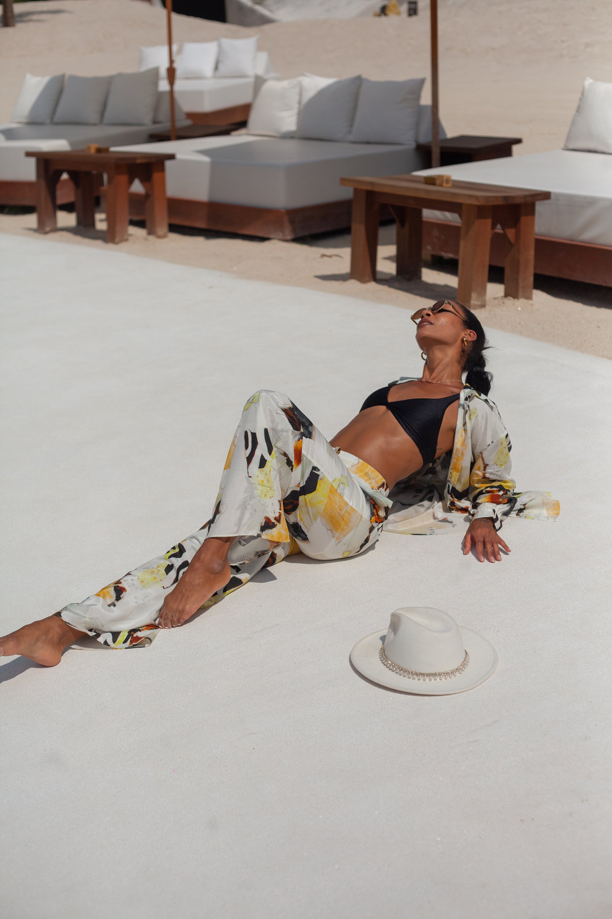 Solea set editorial shot — relaxed resort look styled in a minimal setting